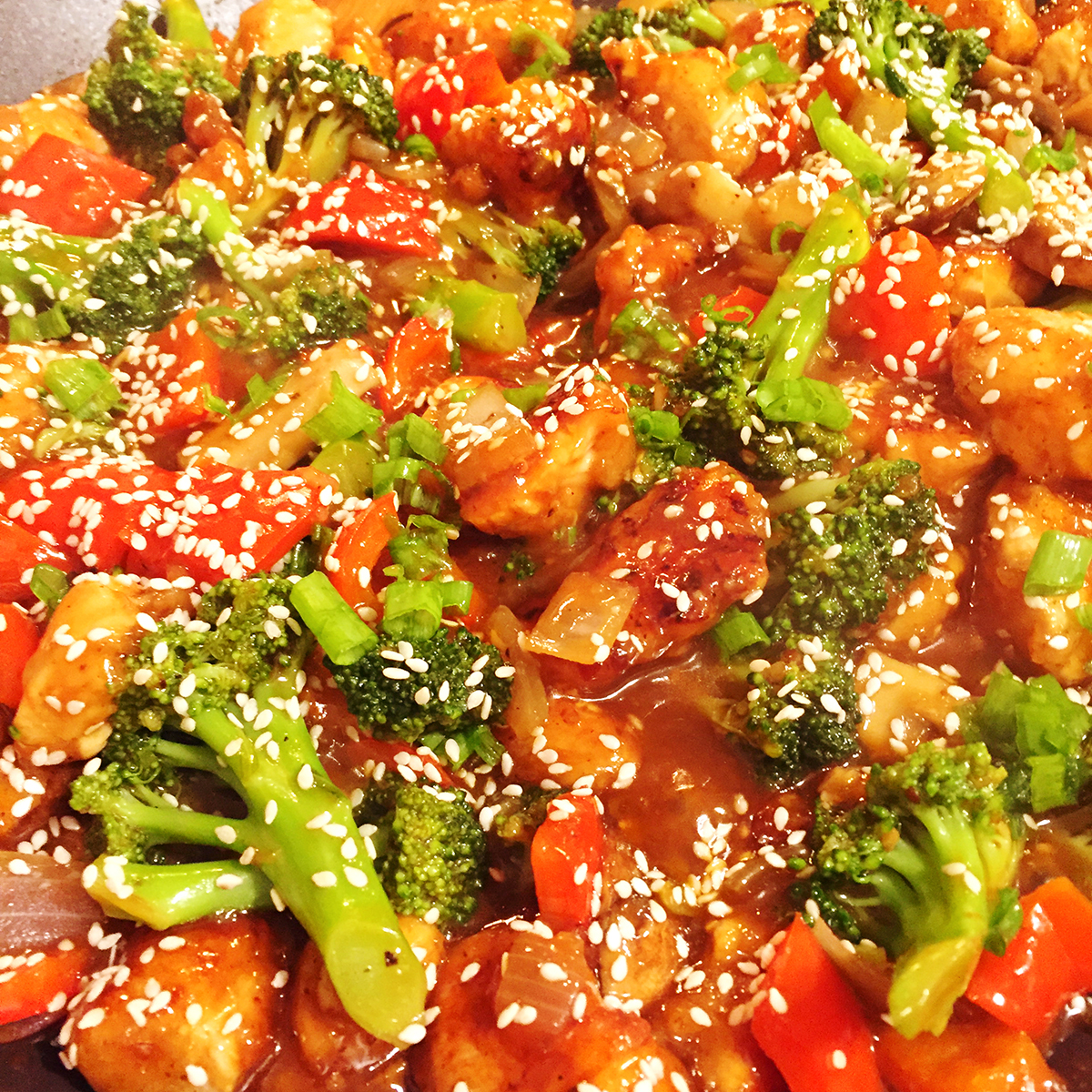Honey Sesame Chicken with Stir-fried Vegetables - - Shore & Stone