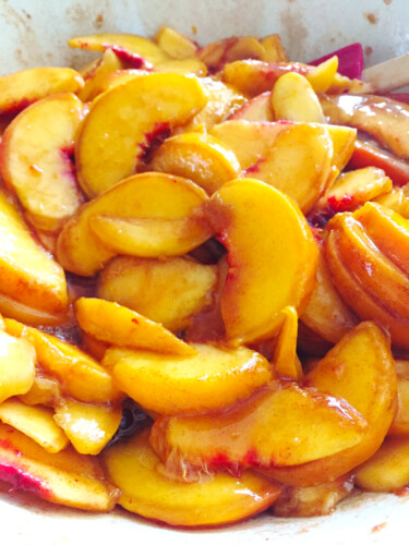 Sliced peaches for peach crisp filling