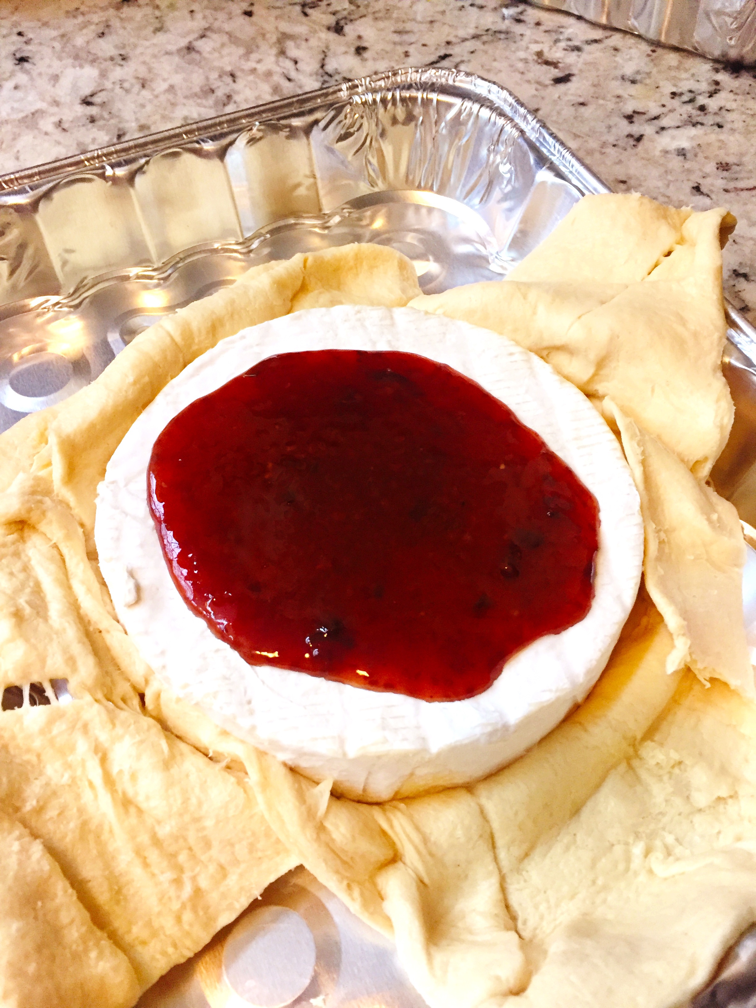 Raspberry Baked Brie assembly process