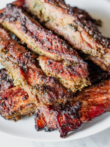 Ribs on a white plate